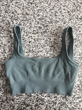 Seamless Ribbed Scoop Bralette - Sage Green